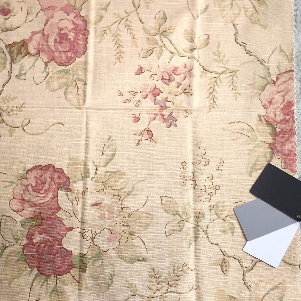 Kravet Floral Print Fabric in Muted Rose, Sage Green and Beige